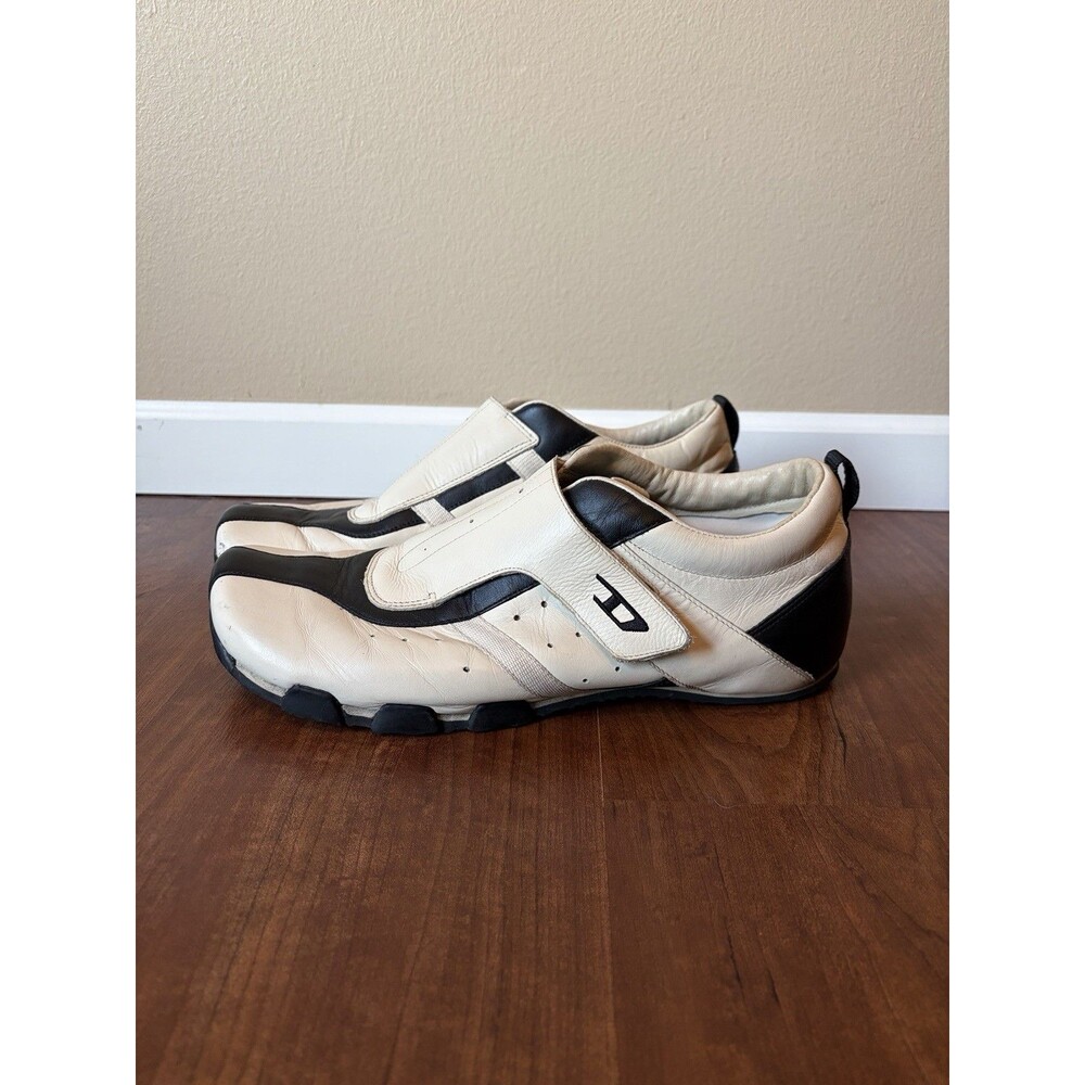 Diesel Y2K Kort Leather Square Toe Trainer Shoes White & Black Men's Size 10.5